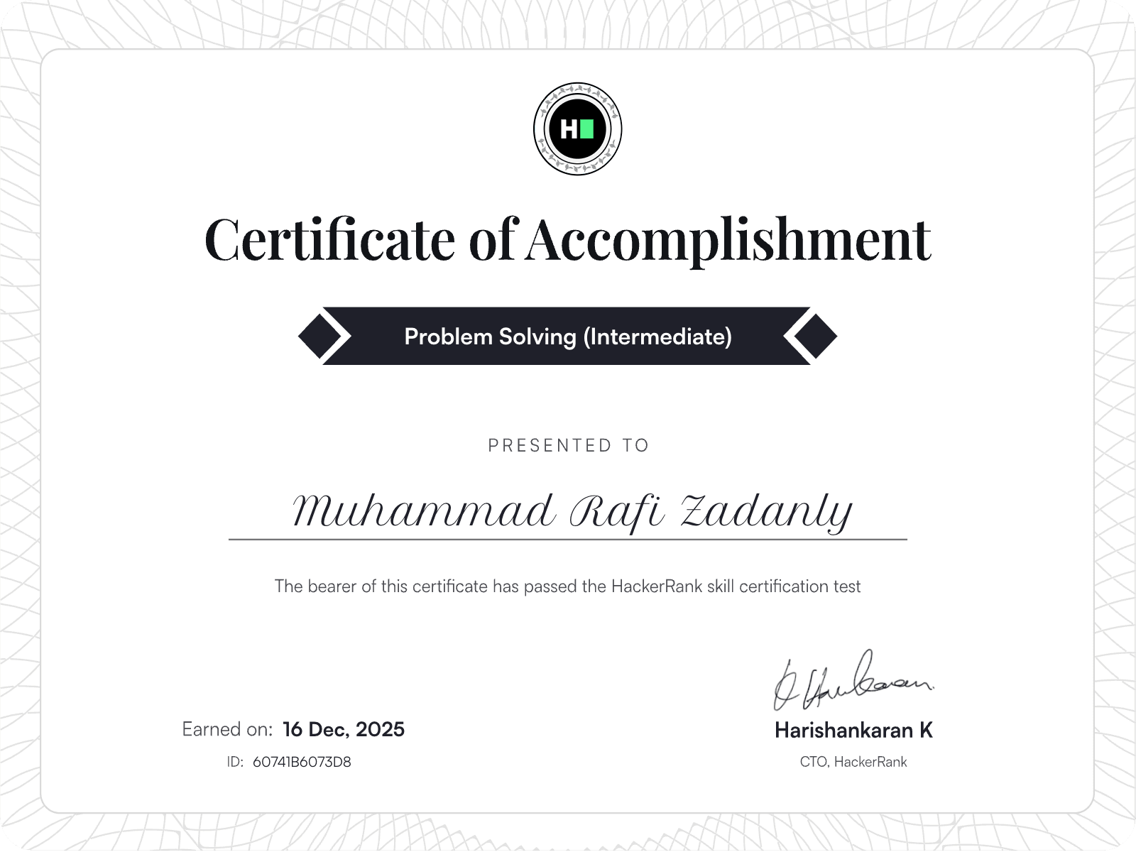 Problem Solving (Intermediate) certificate